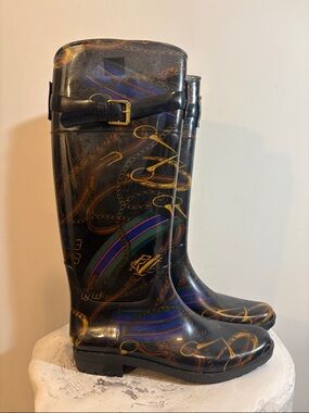 Lauren Ralph Lauren Rossalyn II Equestrian Aesthetic Horseshoe Print Rain Bloots